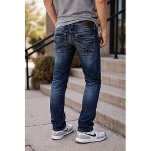 BKE Aiden Jeans Mens 26R Slim Straight Dark Wash Stretch Buckle Denim